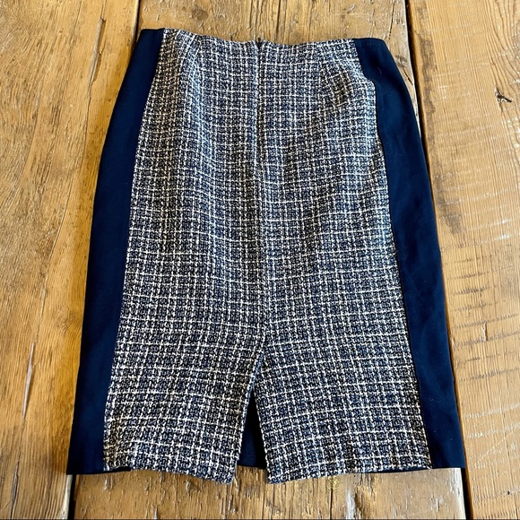 DEX Navy Blue and White Tweed Pencil Skirt - Picture 4 of 4
